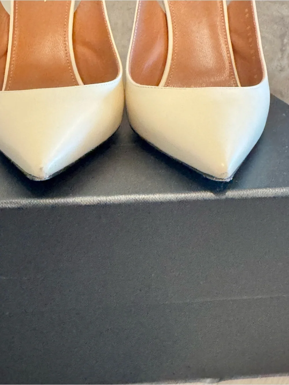 Saint Laurent YSL Opyum 100mm Ivory Slingback Pumps YSL Logo Heel - Picture 10 of 14